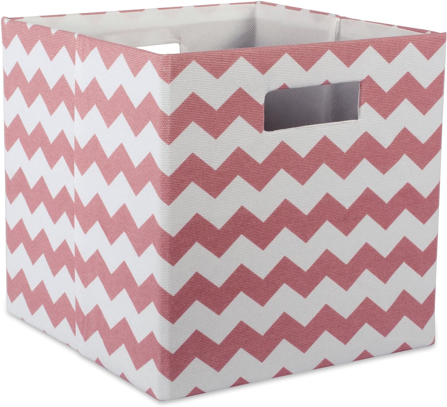 Cesta plegable poliéster diseño cheurón rosa grande