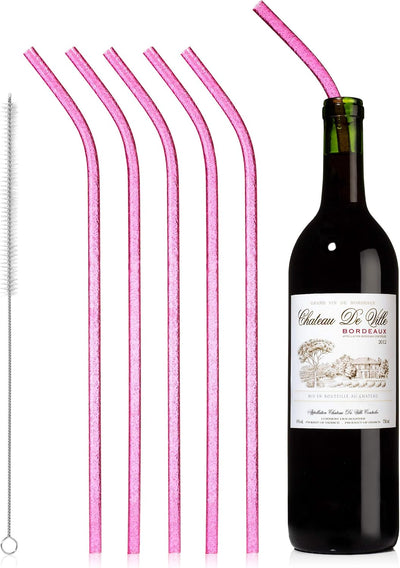 Pajitas reutilizables para vino set 6 con cepillo regalo anfitriona