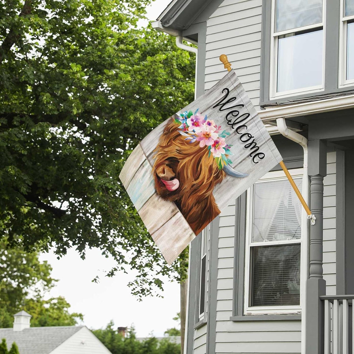 Bandera jardín vaca 28x40" arpillera doble cara