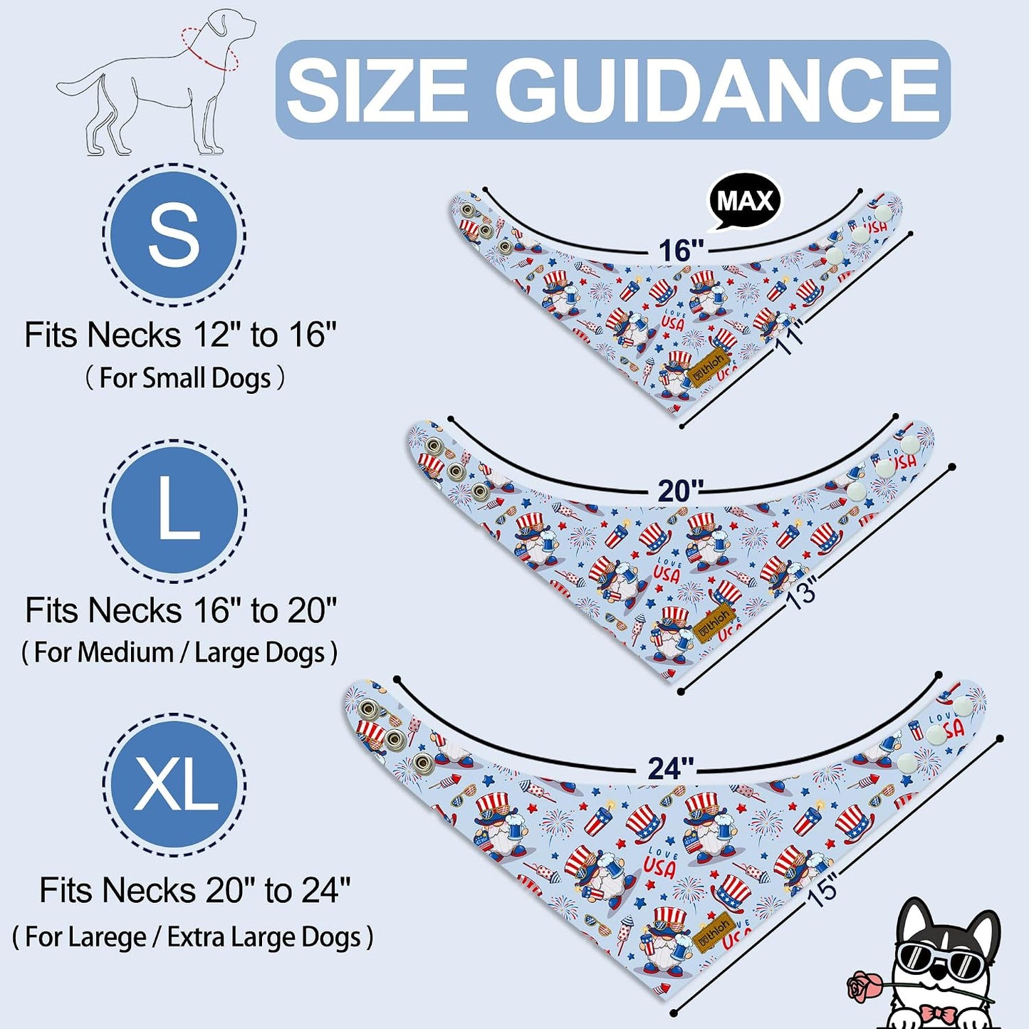 Bandana perro 4 de Julio con botón 2 pzas tela duradera