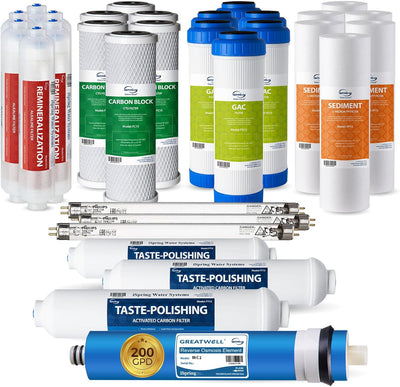 Paquete filtros osmosis inversa 200 GPD 31 Pzas
