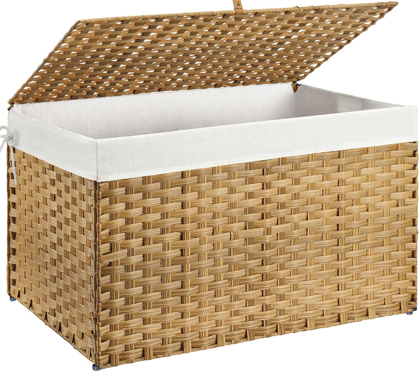 Cesta almacenamiento mimbre plegable 160L con tapa asas
