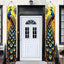 Pancarta pavo real dorado 71x12" decoración puerta entrada