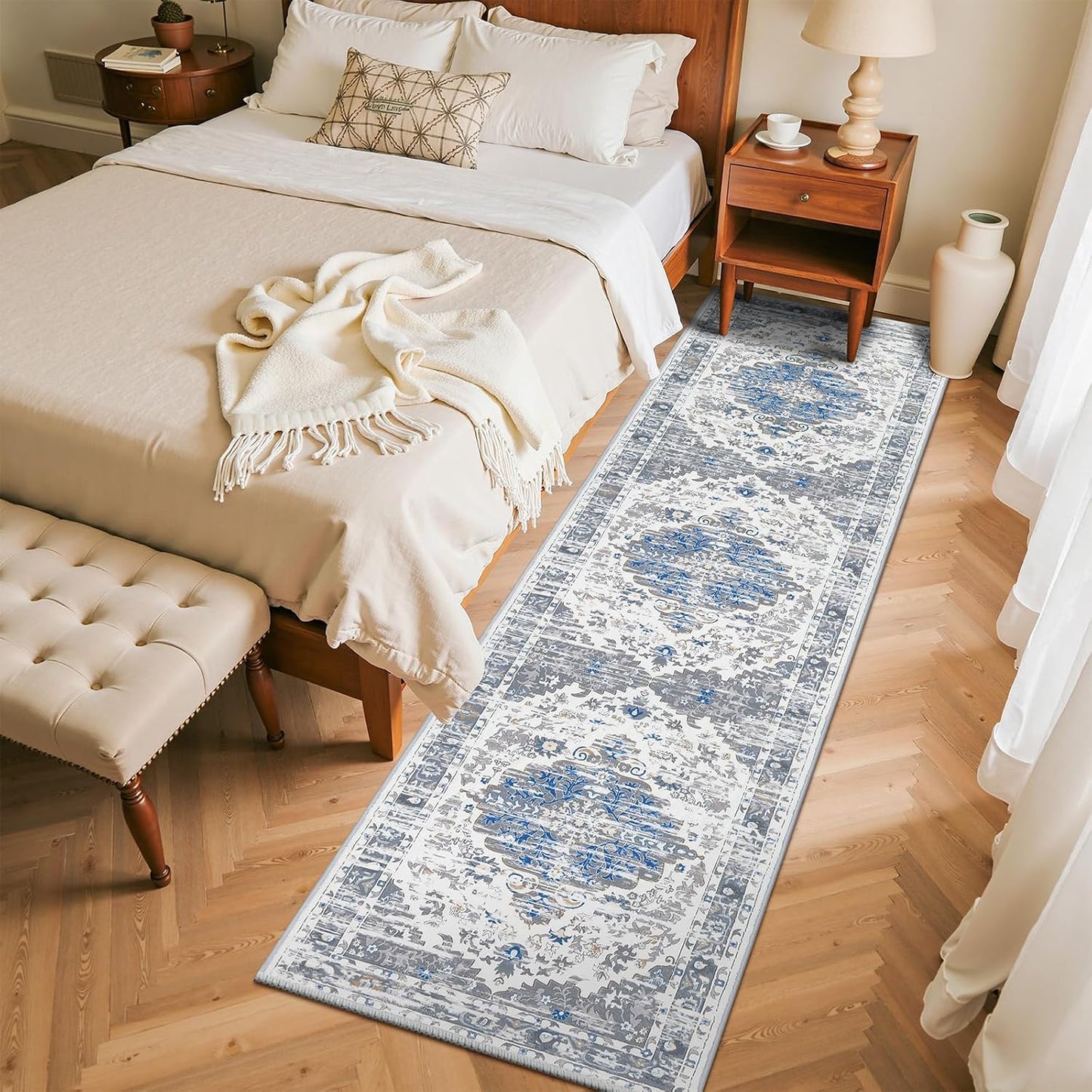 Alfombra lavable pasillo 2x8ft antiderrap pelo bajo bohemia