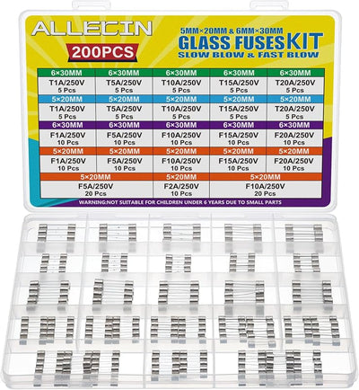 Kit fusibles vidrio 250V 1A 2A 5A 10A 15A 20A