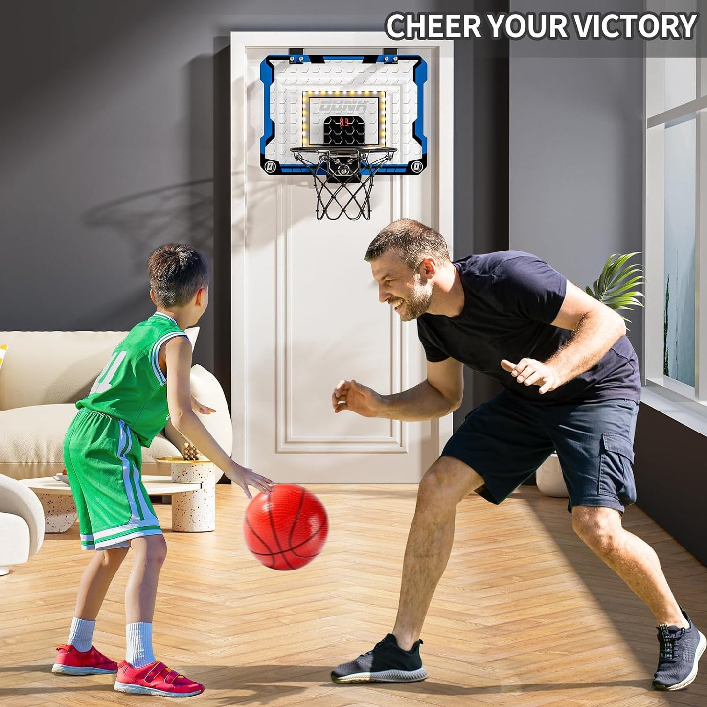 Aro baloncesto niños con luz LED 4 bolas
