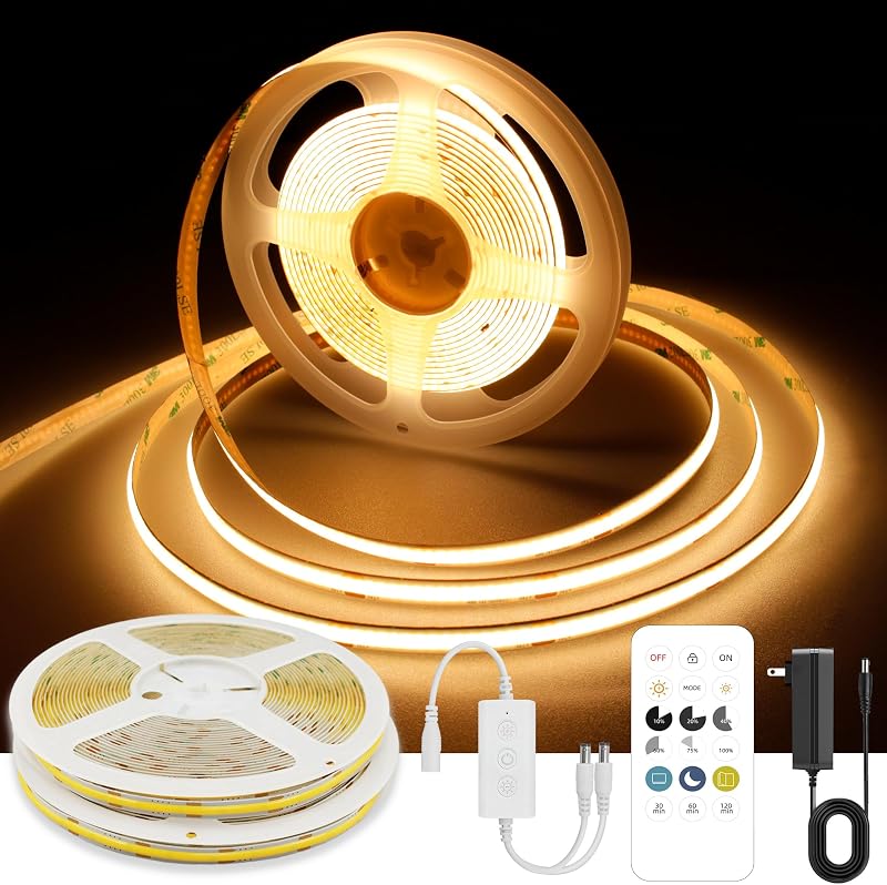 Tira LED COB 65.6" blanco cálido 320 LED control remoto