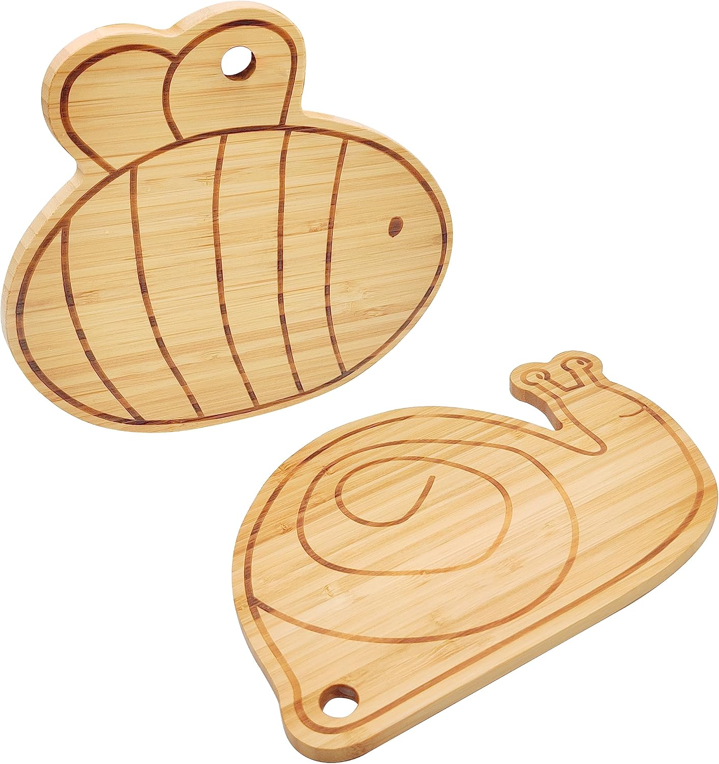 Tabla cortar bambú mini forma caracol y abeja