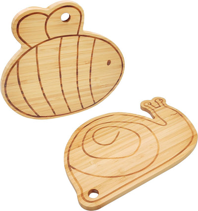 Tabla cortar bambú mini forma caracol y abeja
