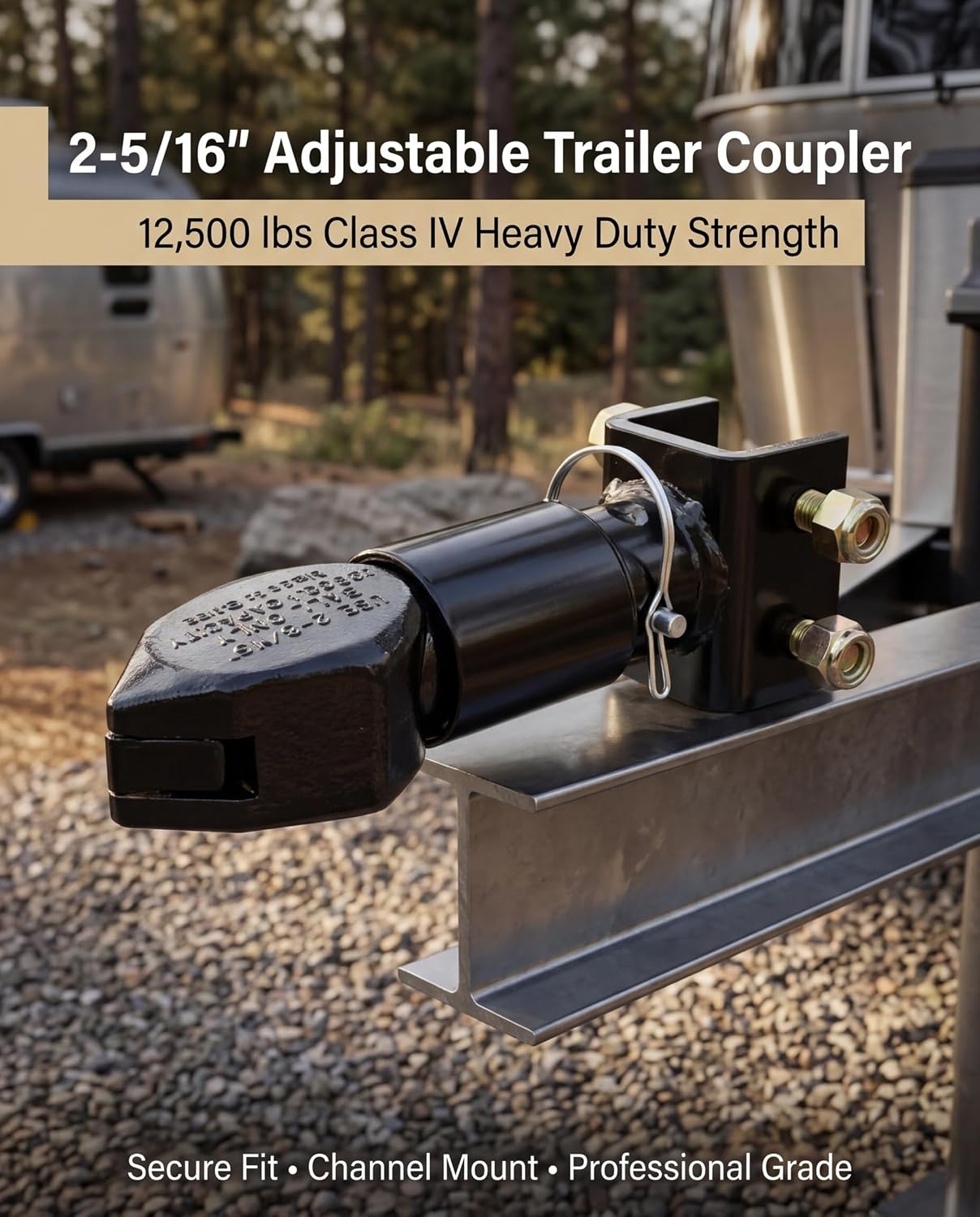 Acoplador remolque ajustable 2-5/16 pulg 12500lb negro