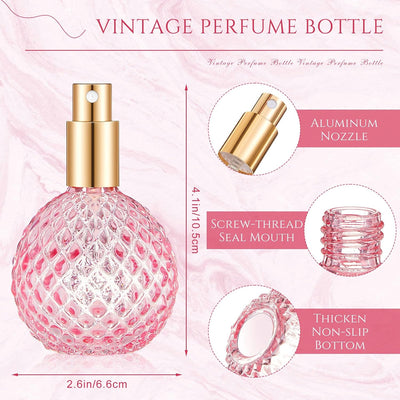 8 Botellas Vidrio Perfume Rosa Recargables 3.4oz con Bomba