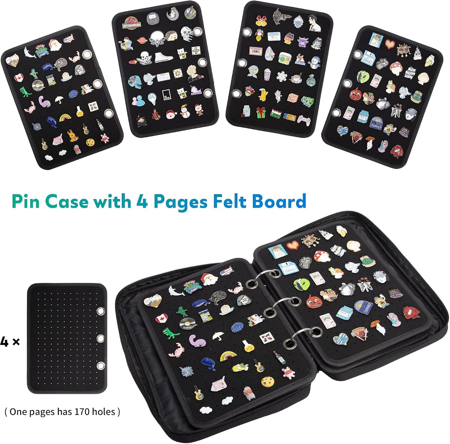 Estuche transporte pines con paginas exhibicion esmalte