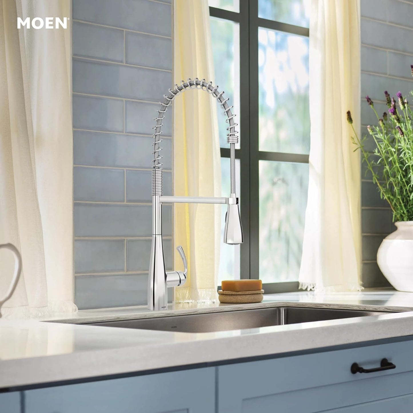 Grifo cocina Moen Essie cromado rociador extraible