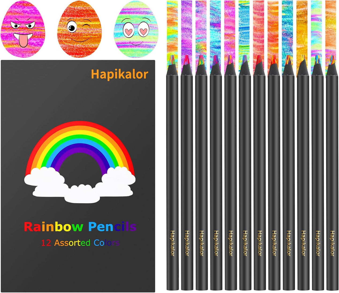 12 Lápices Arcoíris Jumbo para Dibujar y Colorear