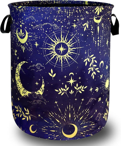 Cesta lavandería tela oxford estrellas luna 18.9x16.5pulg
