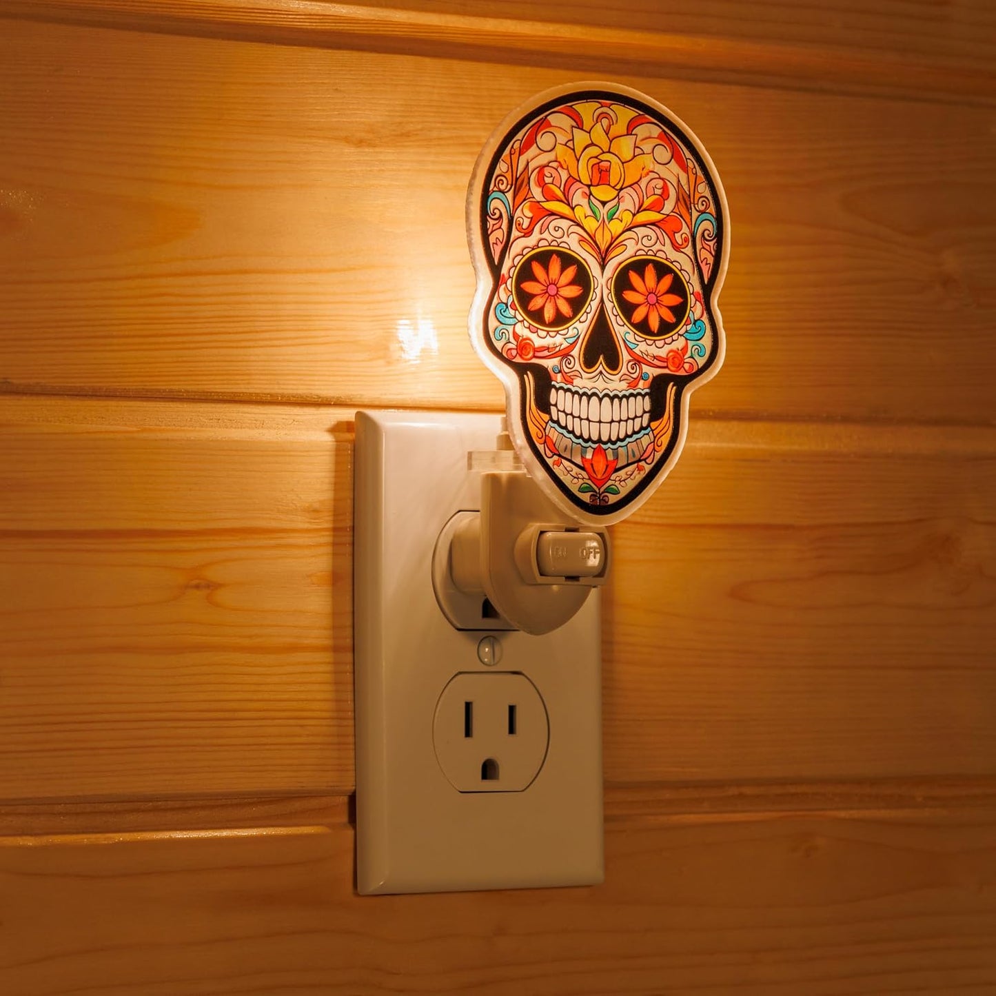 Luz nocturna calavera de azúcar decoración día de los muertos