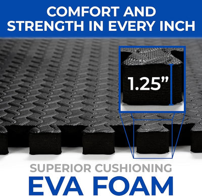 Tapete ejercicio espuma EVA entrelazada 1.25" negro