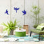 Decoración pared pájaros metal azul para sala dormitorio