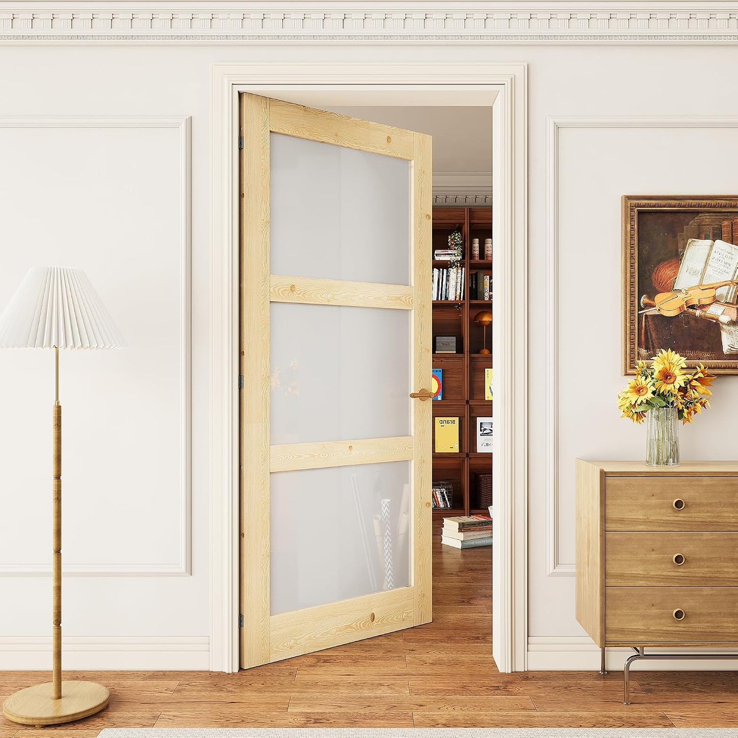 Losa puerta madera pino 36x80pulg 3 paneles