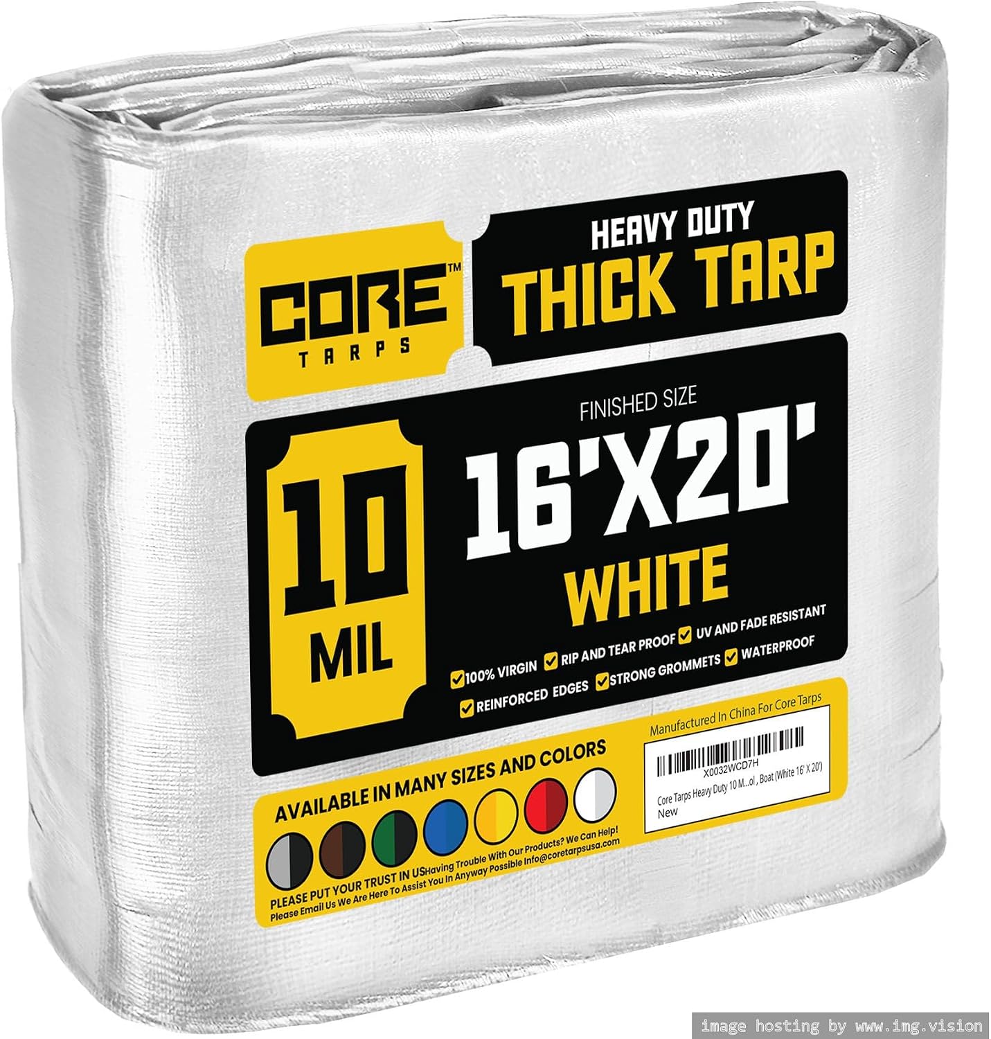 Lona 10 mil impermeable UV resistente 16x20ft blanca