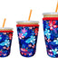 3 Pzas Fundas Café Helado Diseño Floral Hawaiano