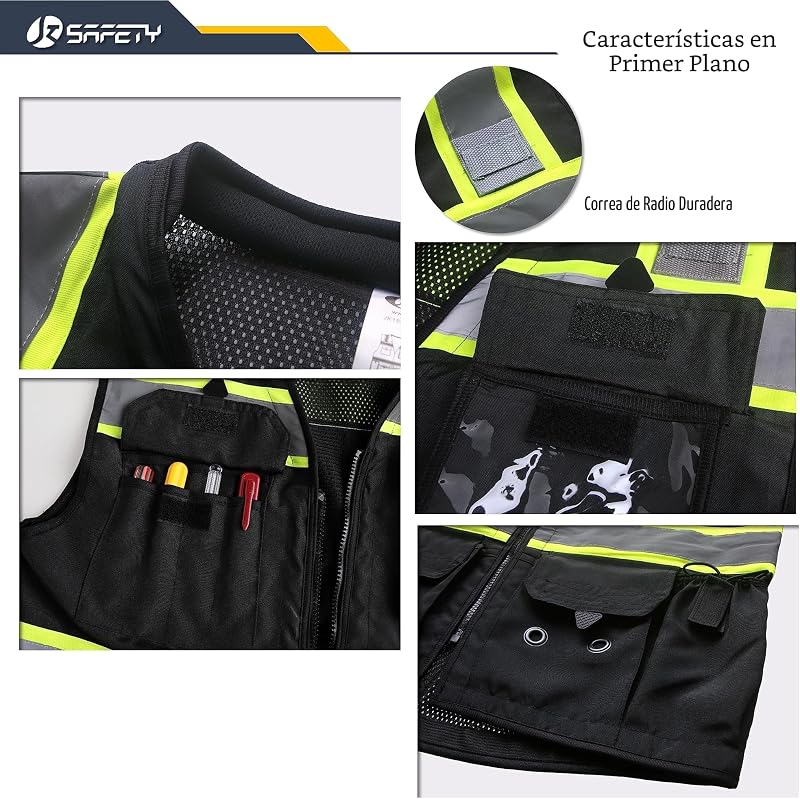 Chaleco seguridad unisex alta visibilidad con bolsillos ANSI