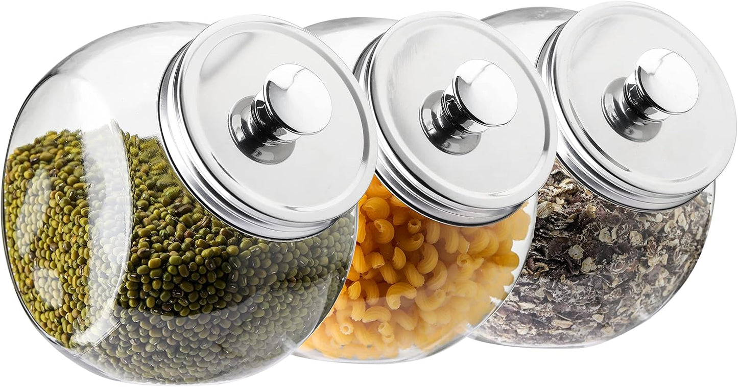 3 Pzas Tarro Cristal Galleta con Tapa Metal 55oz