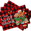 Set 4 Manteles Navidad Buffalo Rojo y Negro 12pulg