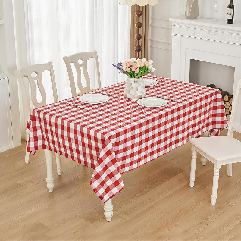 Manta cuadros gingham resistente agua 55x71pulg rojo blanco