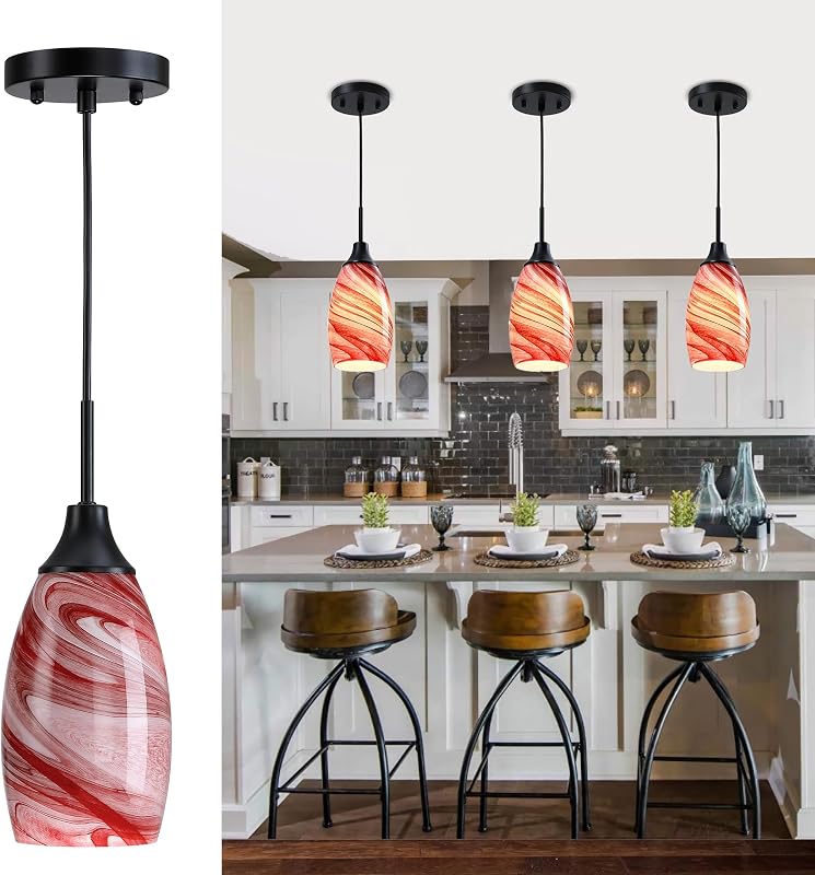 Lámpara colgante ovalada vidrio soplado burdeos 4.72"