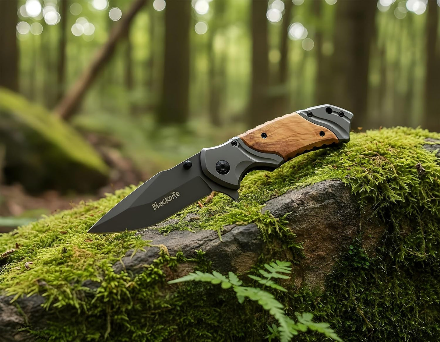 Navaja bolsillo hombre acero inox mango madera camping caza