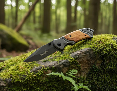 Navaja bolsillo hombre acero inox mango madera camping caza