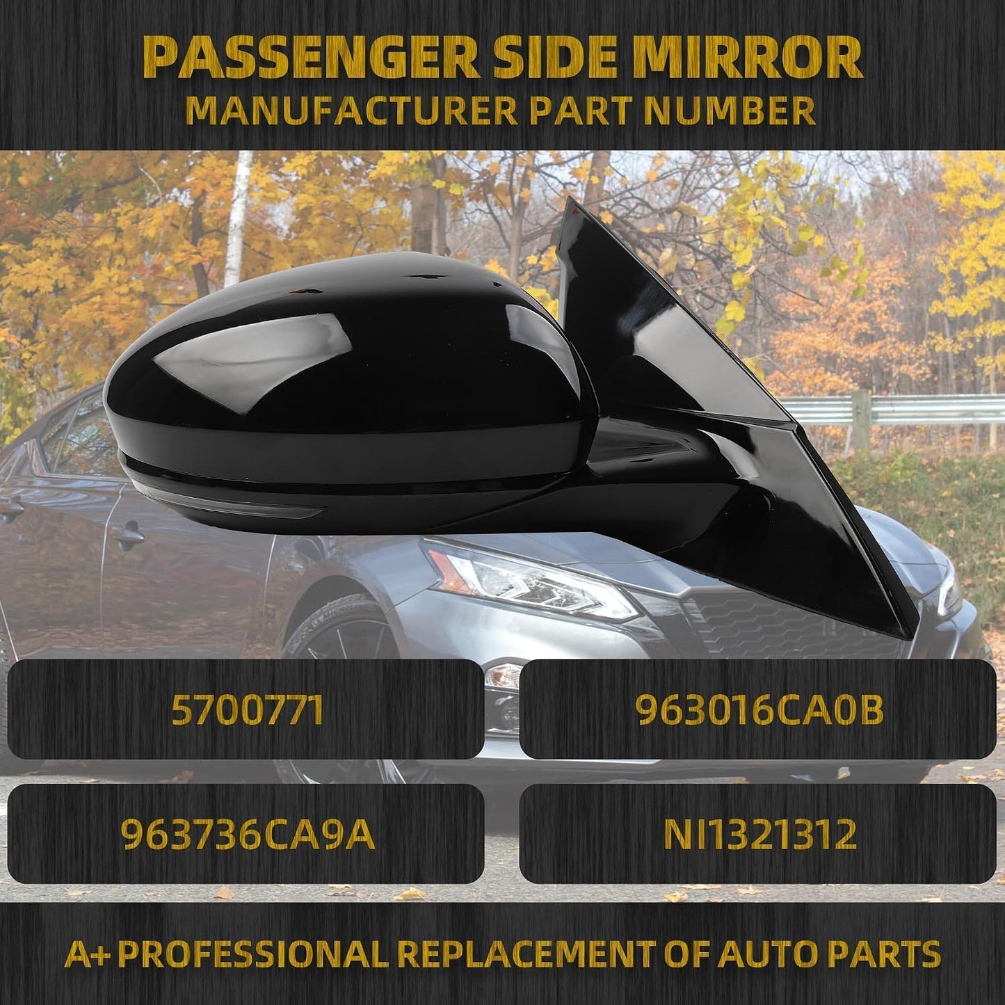 Espejo puerta derecha Nissan Altima 19-23 con señal giro