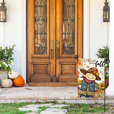 Banderas Hello Fall espantapájaros arce 12pulg