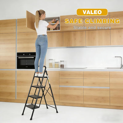 Escalera 4 escalones taburete plegable acero ligero para adultos