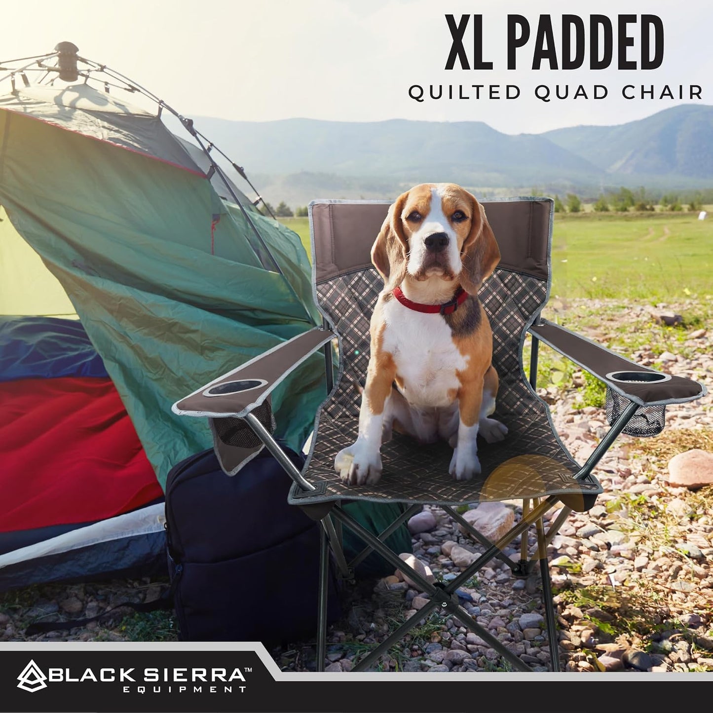 Silla camping acolchada resistente 300lb plegable