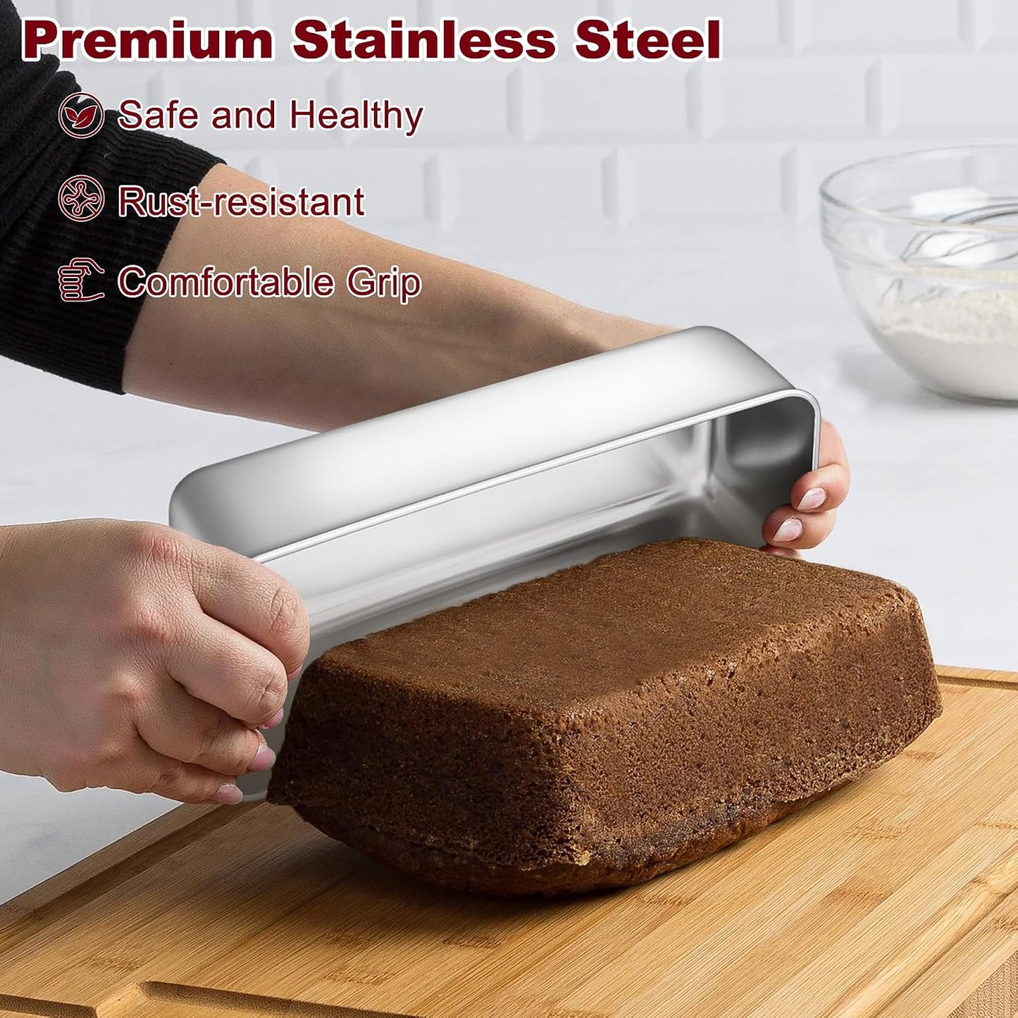 Molde acero inox 12x5pulg para pan, pastel, lasaña