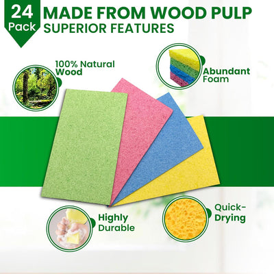 Paquete 24 esponjas celulosa multicolor cocina biodegradables