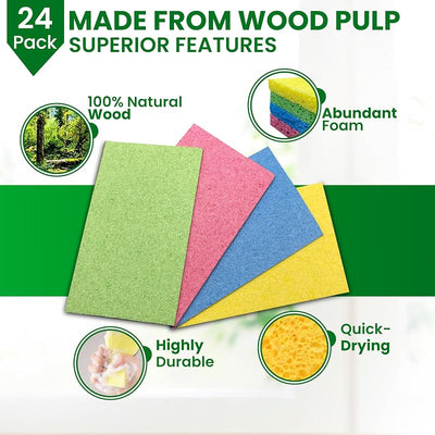Paquete 24 esponjas celulosa multicolor cocina biodegradables