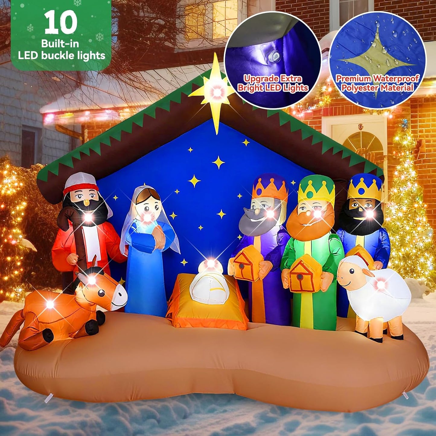 Inflable Natividad 8ft con Luces LED para Exteriores