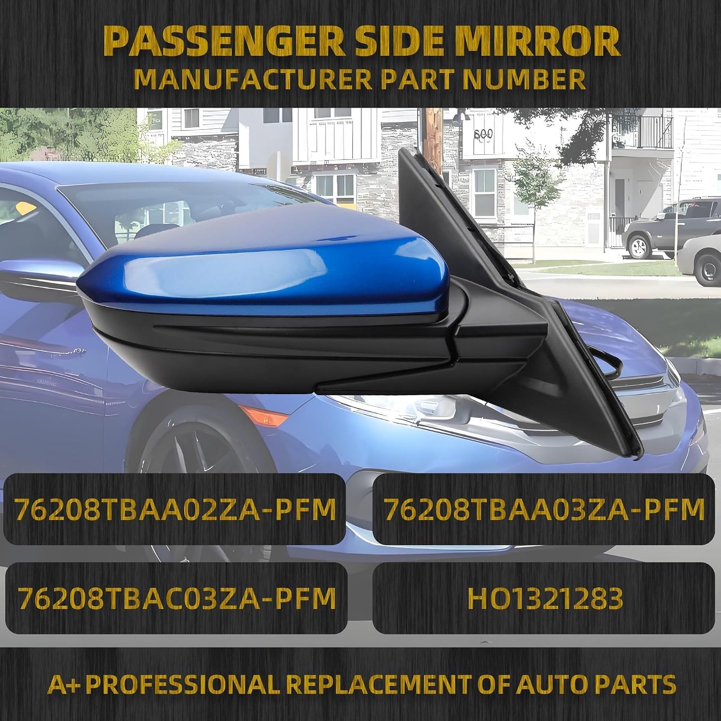 Espejo lateral derecho Honda Civic 16-21 plegable manual