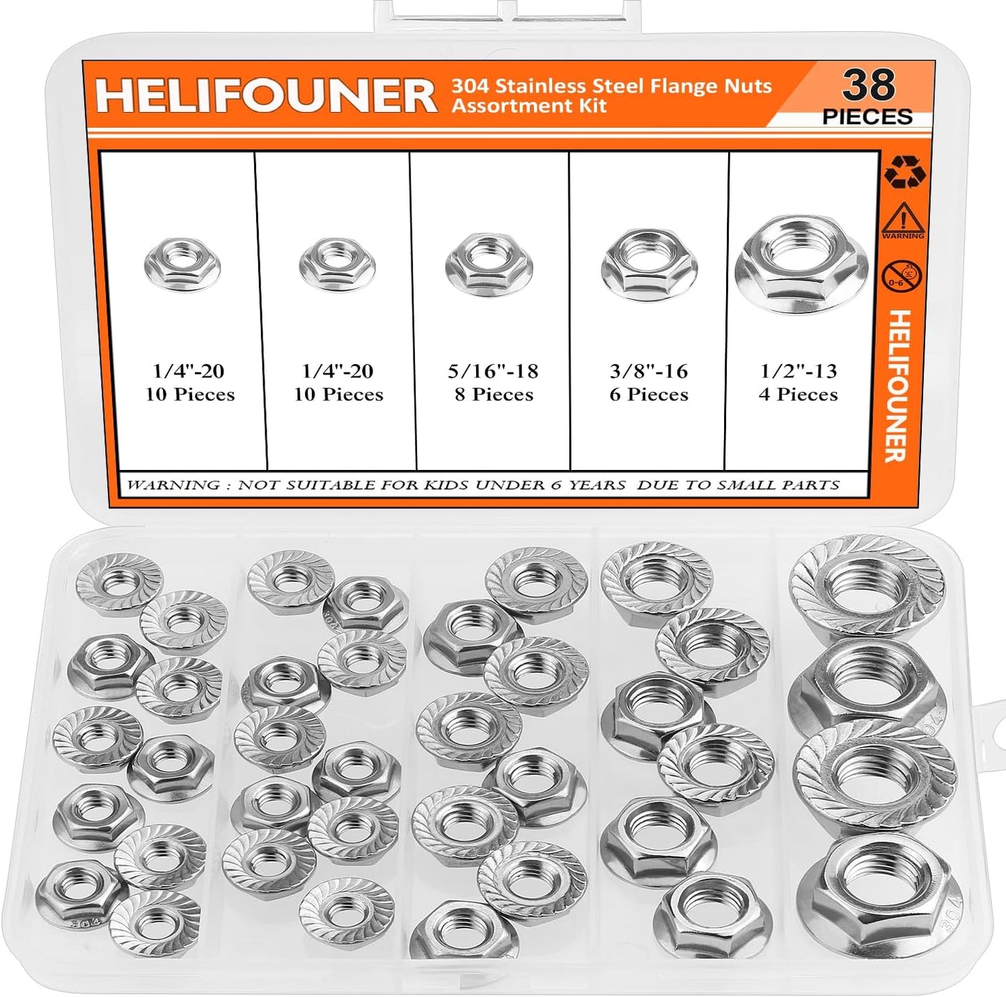 Kit 38 Tuercas Brida Acero Inox 1/4-20 5/16-18