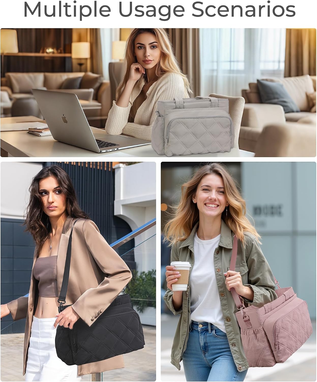 Bolsa Tote Almuerzo Mujer con Bolsillos Acolchada