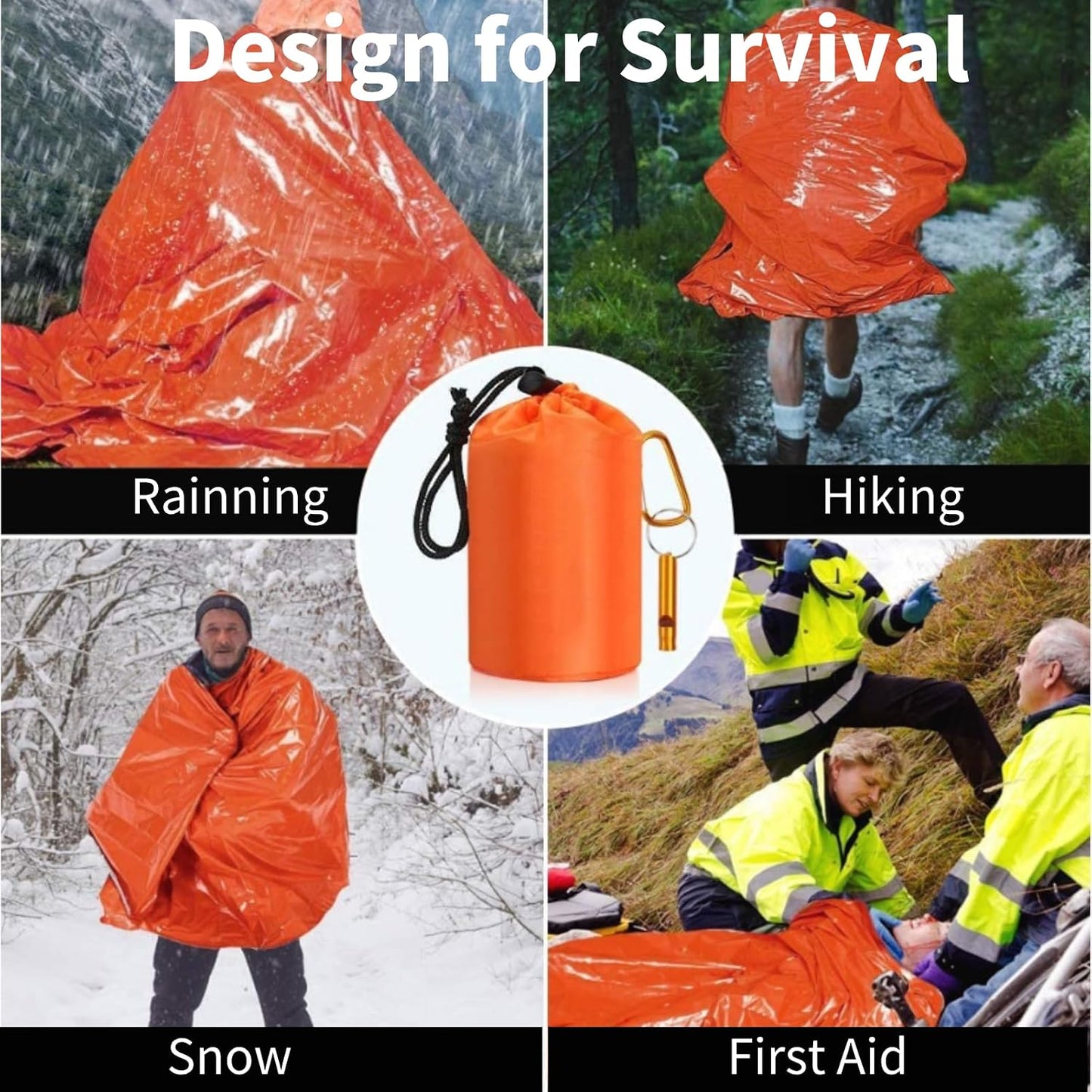 Bolsa dormir emergencia con silbato impermeable para camping