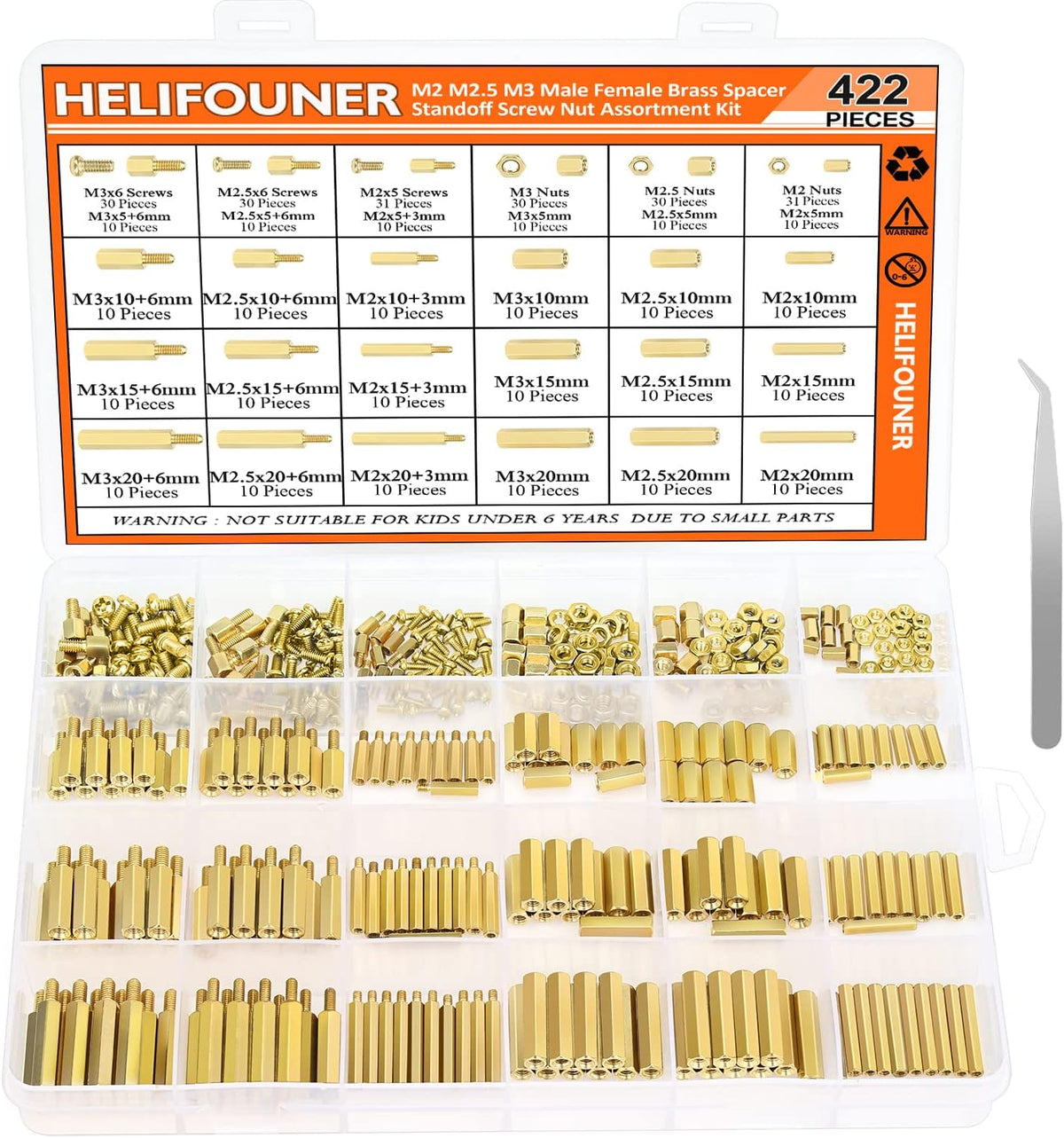 Kit 422 pzas espaciadores hex latón con tuercas PCB