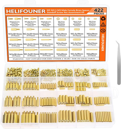 Kit 422 pzas espaciadores hex latón con tuercas PCB