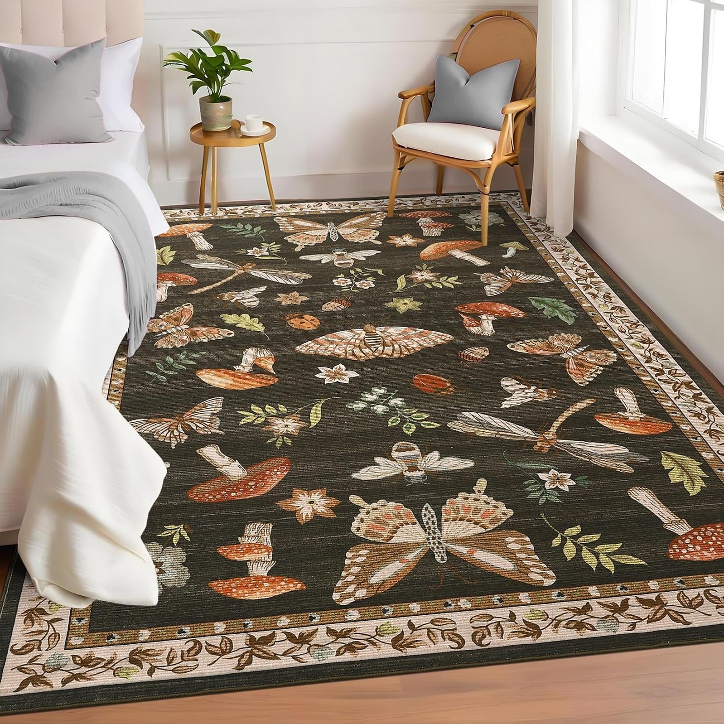 Alfombra lavable antiderrap pelo corto marrón 6x9