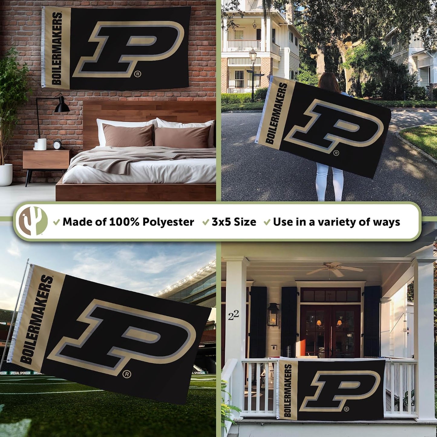 Bandera Boilermakers 3x5ft poliéster interiores exteriores