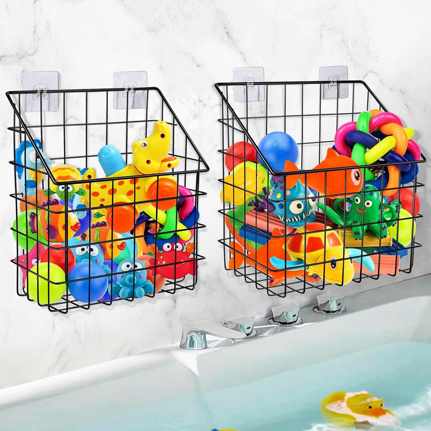 2 Cestas organiz. baño metal soporte juguetes ducha