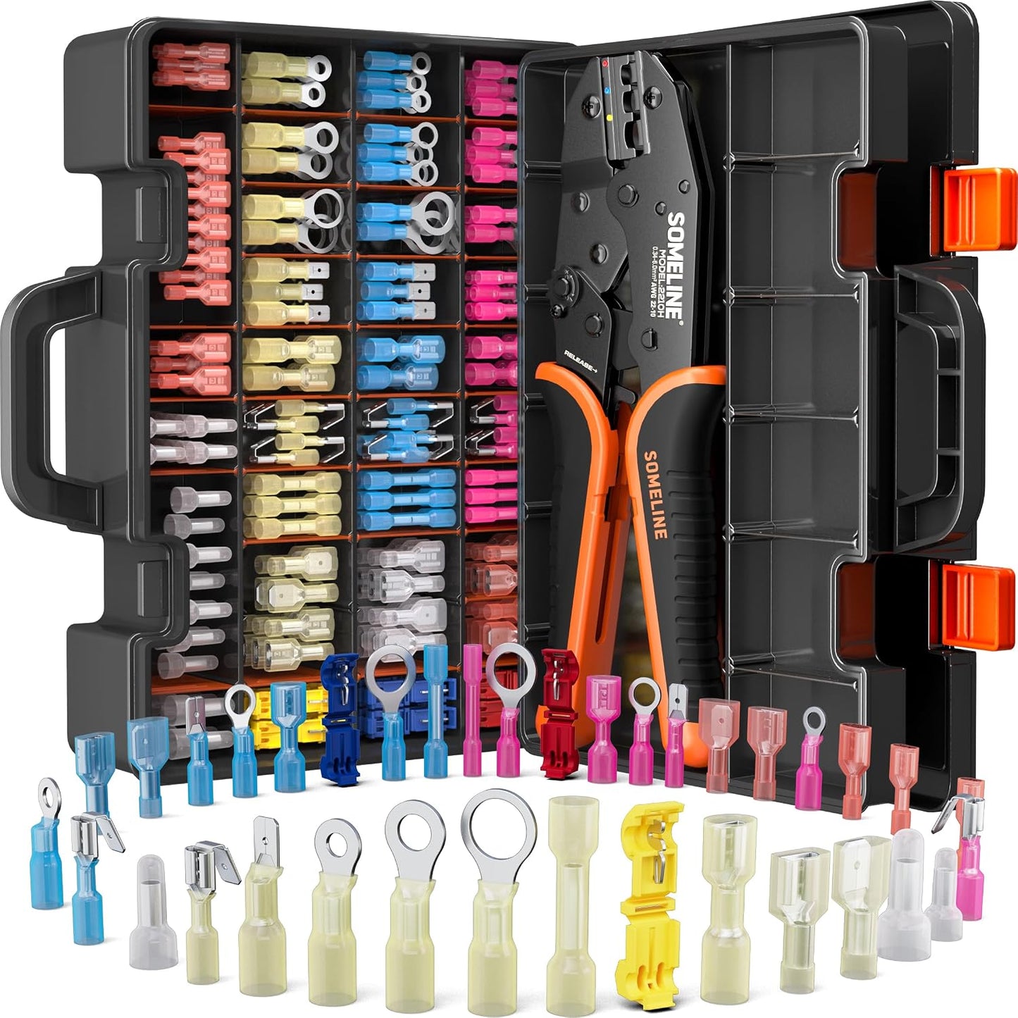 Kit crimpado 22-10 AWG 36 tamaños terminales marino